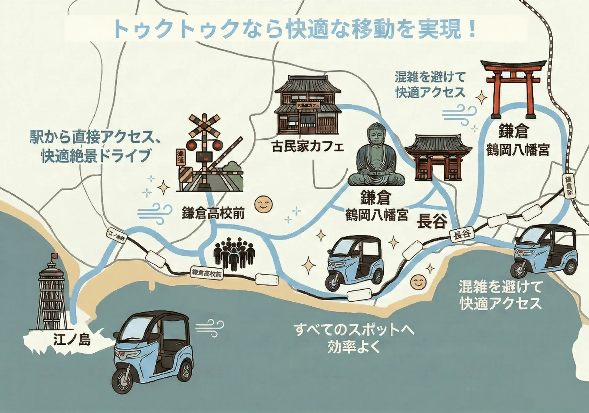 トゥクトゥクなら快適な移動を実現！